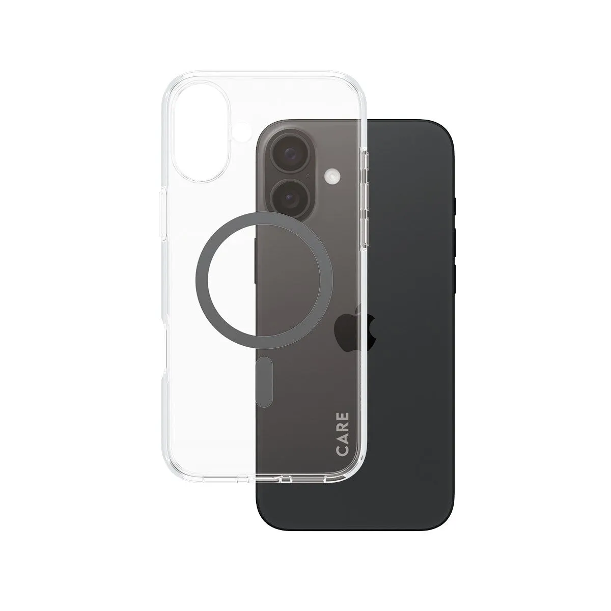 CARE by PanzerGlass? Urban Combat Case Transparent w. Black MagSafe iPhone 16 Plus Smooth Pattern