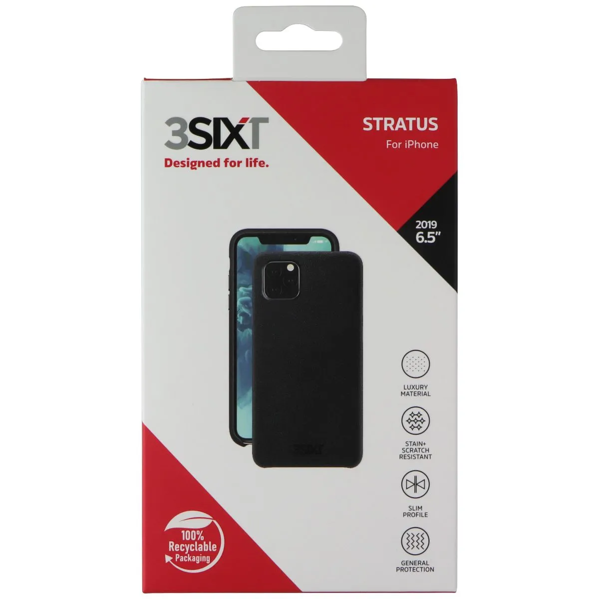 Hand Feel Edge Reinforced 3SIXT Stratus Series Case for Apple iPhone 11 Pro Max - Black