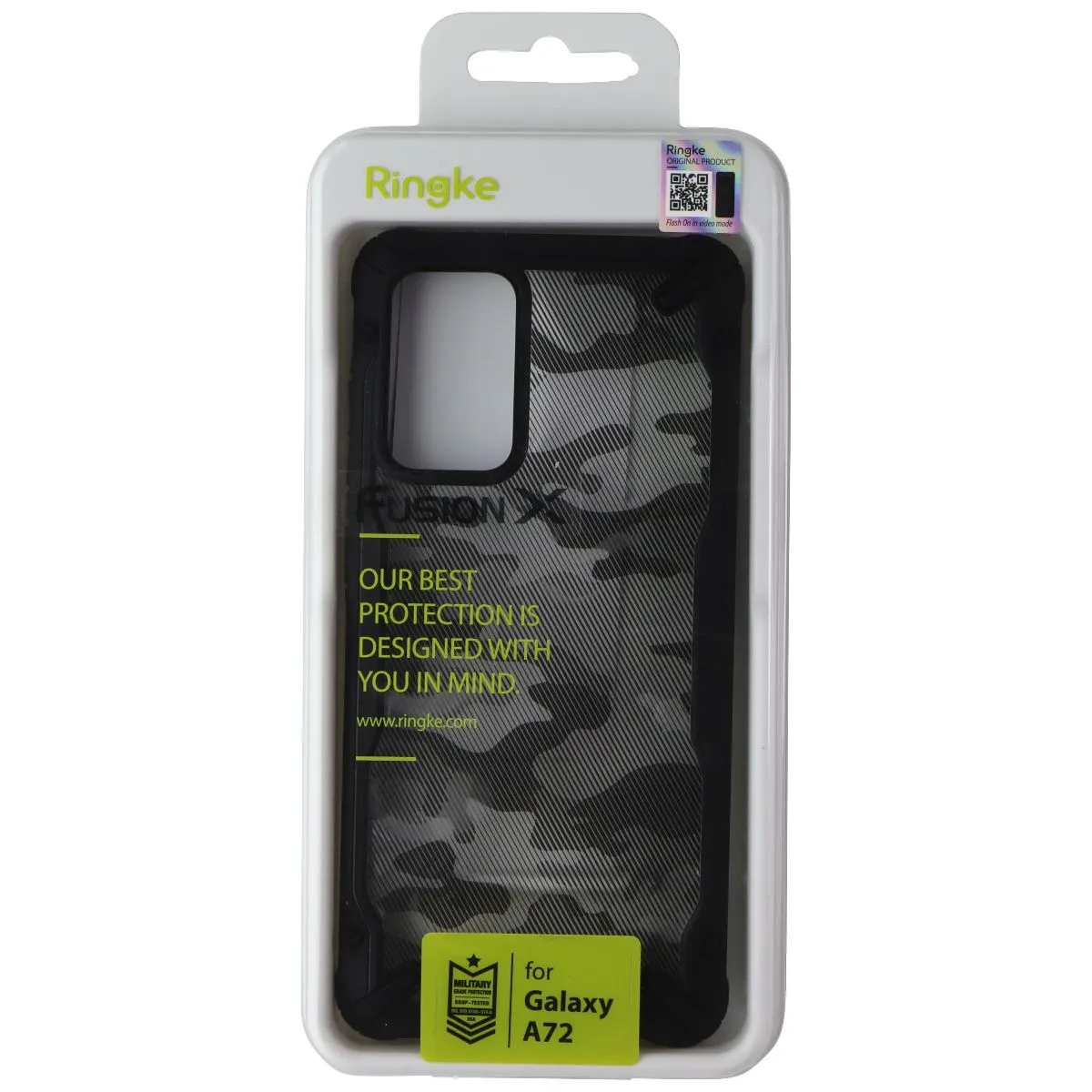 Ringke Fusion X Series Case for Samsung Galaxy A72 - Black Camo Light Form