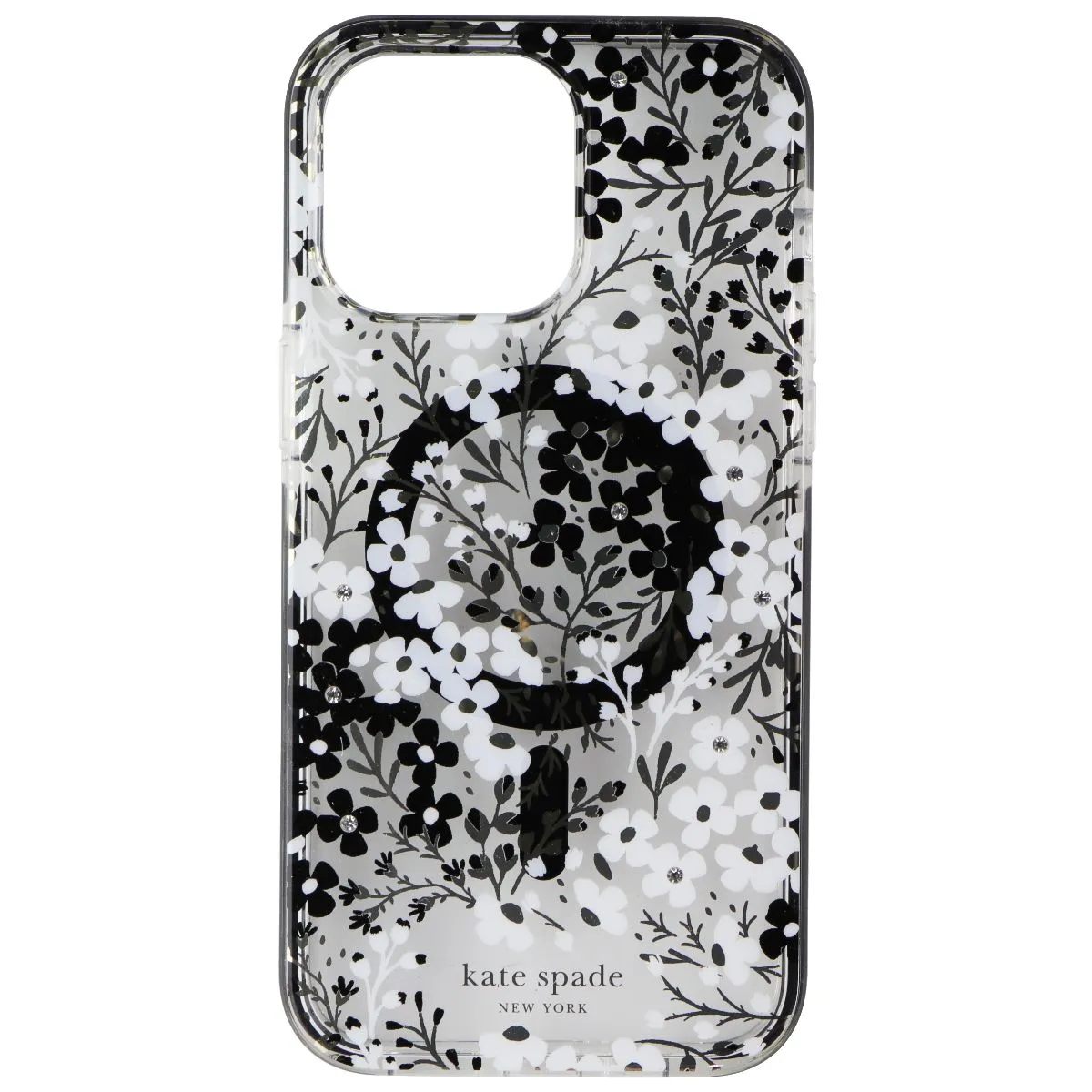 Vivid Design Texture Refined Edge Kate Spade Case for MagSafe for iPhone 15 Pro Max - Multi Floral (Black MagSafe)