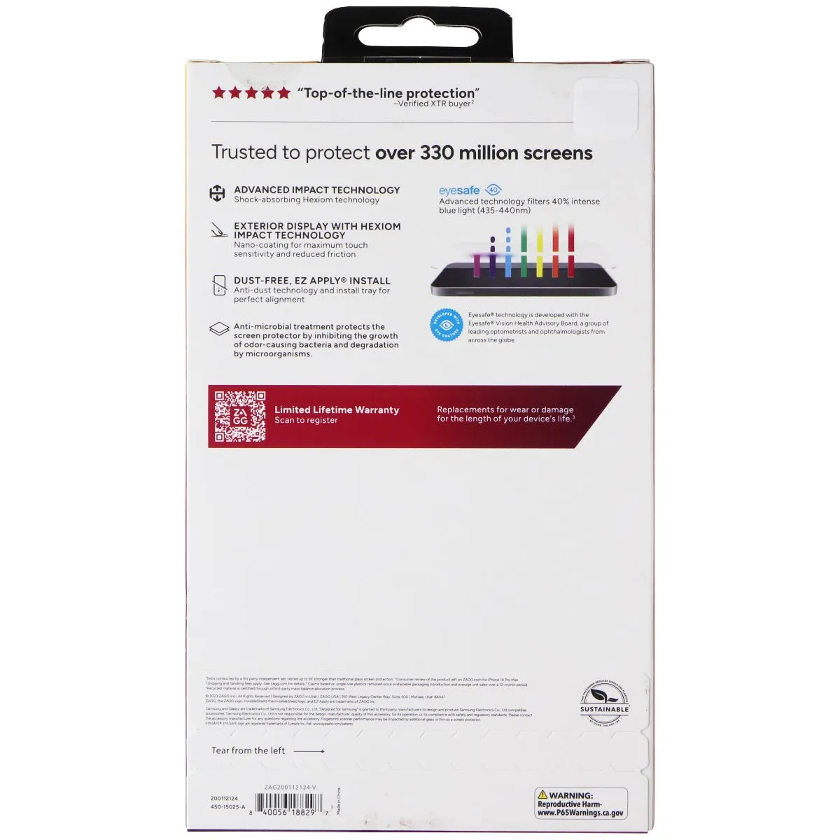 Shatter-Resistant Shield ZAGG InvisibleShield (Glass XTR2) Screen Protector for Samsung Galaxy Z Flip5