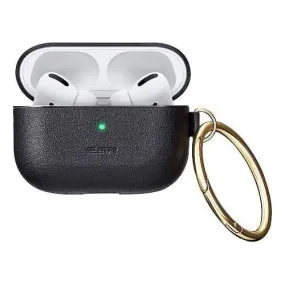 Black Leather Case - Apple AirPods Pro (1st Generation) soft grip daily airpods cover wireless charging friendly cover