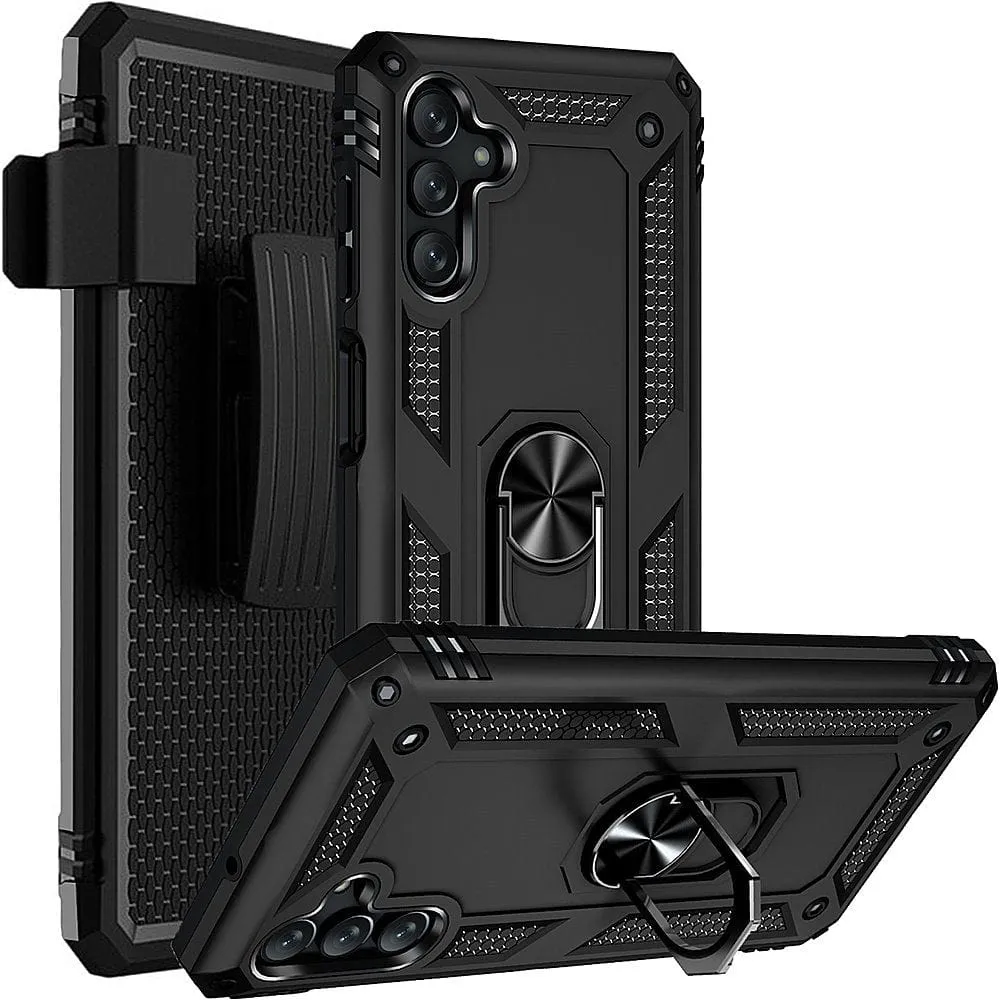 Black Military Kickstand Series Case with Belt Clip - Samsung Galaxy A13 5G Subtle Touch Flexible Feel