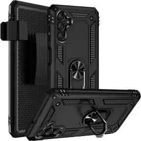 Black Military Kickstand Series Case with Belt Clip - Samsung Galaxy A13 5G Subtle Touch Flexible Feel