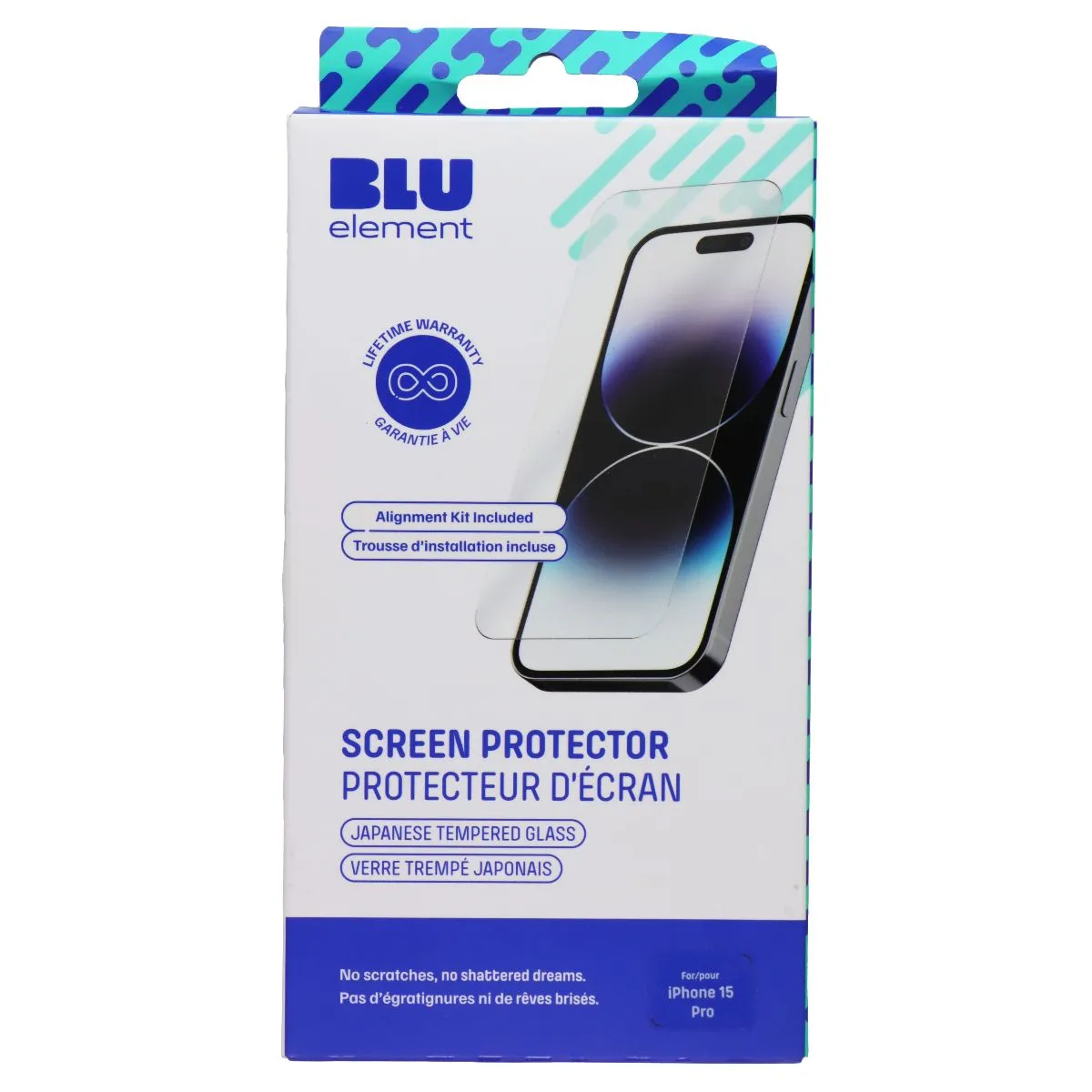 Blu Element Tempered Glass Screen Protector for Apple iPhone 15 Pro Kids friendly