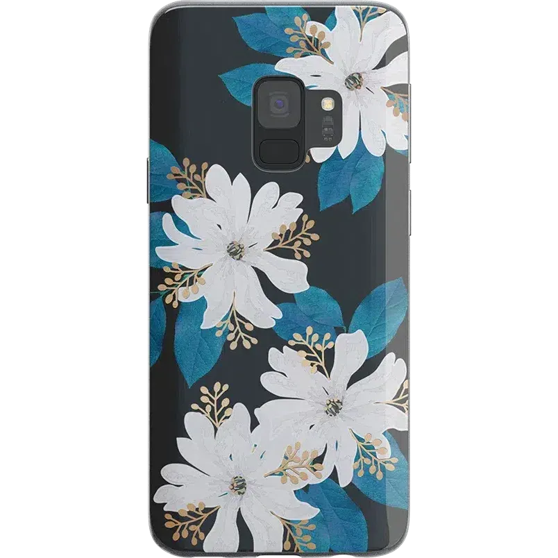 Smooth Shape Blue and Gold Clear Floral Samsung Case