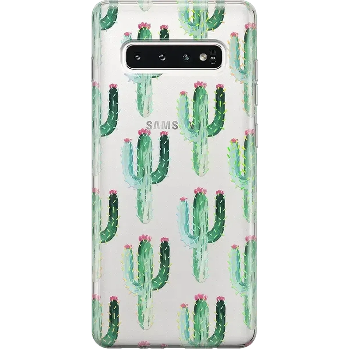 Cactus Patterned Clear Floral Samsung Case TPU Material