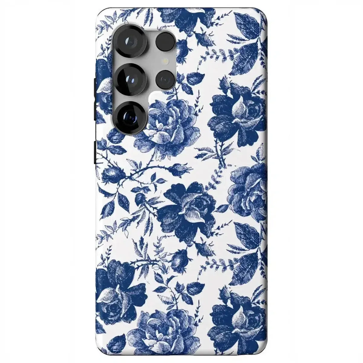 Soft Protection Edge Rose to Fame | Blue & White Rose Floral Samsung Case