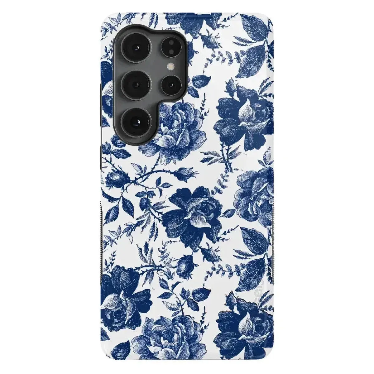 Minimal Detail Smooth Coating Rose to Fame | Blue & White Rose Floral Samsung Case