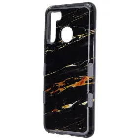 Matte Texture Layer Anti glare MyBat Premium Anti-Drop Case for Samsung Galaxy A21 - Black/Gold Marble