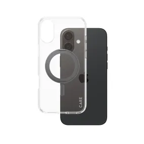 Minimal Texture Layer Minimal Grip CARE by PanzerGlass? Case Transparent w. Black Kickstand & MagSafe iPhone 16 Plus