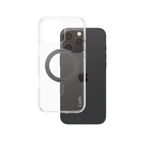 Strong Outline CARE by PanzerGlass? Case Transparent w. Black Kickstand & MagSafe iPhone 16 Pro Max