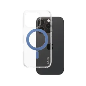 CARE by PanzerGlass? Case Transparent w. Blue Kickstand & MagSafe iPhone 16 Pro Minimal Surface Layer Minimal Comfort