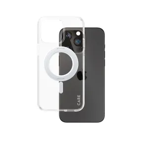 Rugged Design Style Protective Texture Finish CARE by PanzerGlass? Case Transparent w. Silver Kickstand & MagSafe iPhone 15 Pro Max