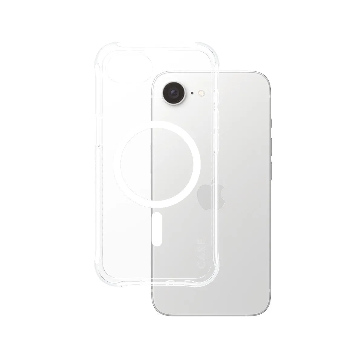 Stylish Touch Anti Shock CARE by PanzerGlass? Samba Case Transparent w. White Qi Compatible iPhone 16e