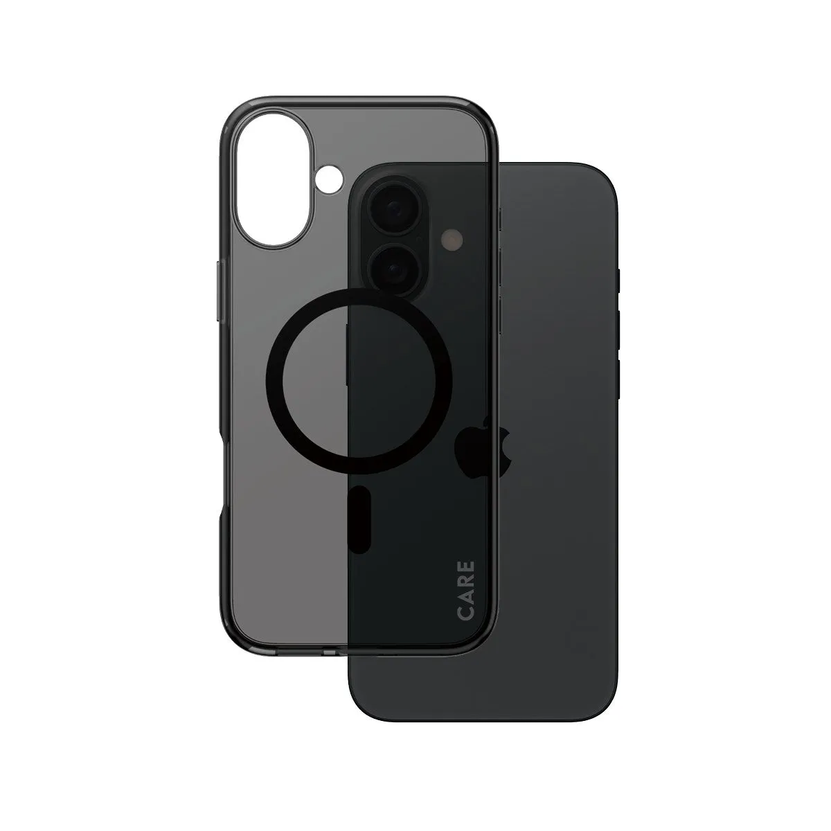 CARE by PanzerGlass? Urban Combat Case Smokey w. Black MagSafe iPhone 16 Plus Textured Surface Light Design