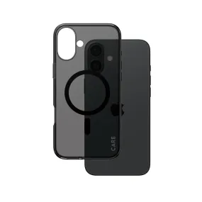 CARE by PanzerGlass? Urban Combat Case Smokey w. Black MagSafe iPhone 16 Plus Textured Surface Light Design