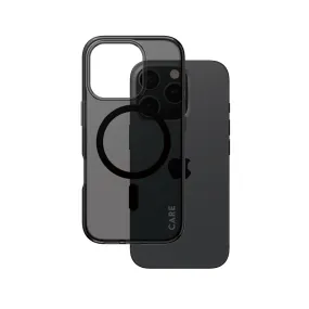 Modern Design Texture CARE by PanzerGlass? Urban Combat Case Smokey w. Black MagSafe iPhone 16 Pro