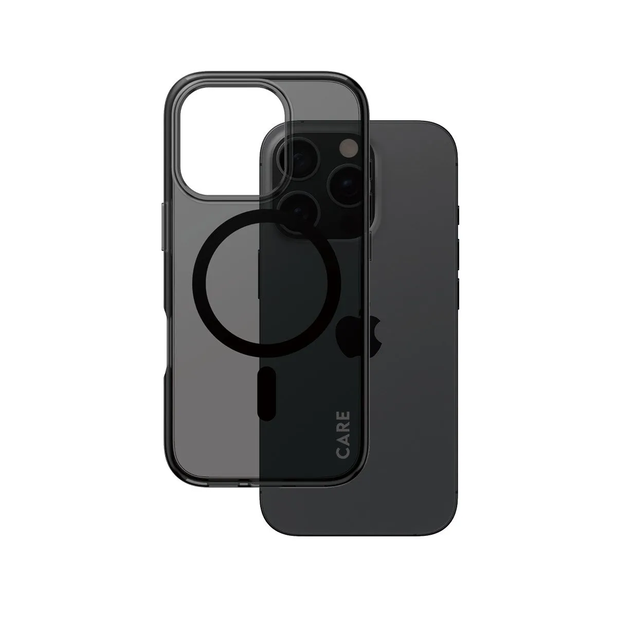 Modern Design Texture CARE by PanzerGlass? Urban Combat Case Smokey w. Black MagSafe iPhone 16 Pro