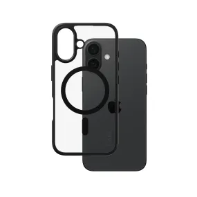 CARE by PanzerGlass? Urban Combat Case Transparent w. Black Frame & MagSafe iPhone 16 Glossy Texture Layer Flexible Pattern