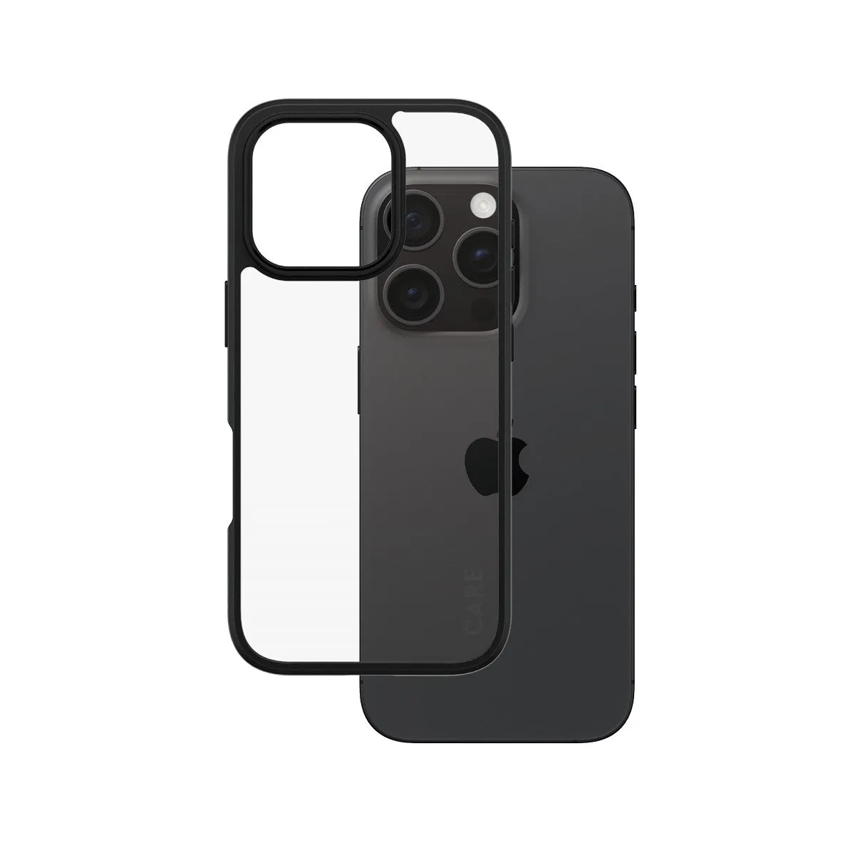 CARE by PanzerGlass? Urban Combat Case Transparent w. Black Frame iPhone 16 Pro Smooth Pattern Finish Impact Cushion