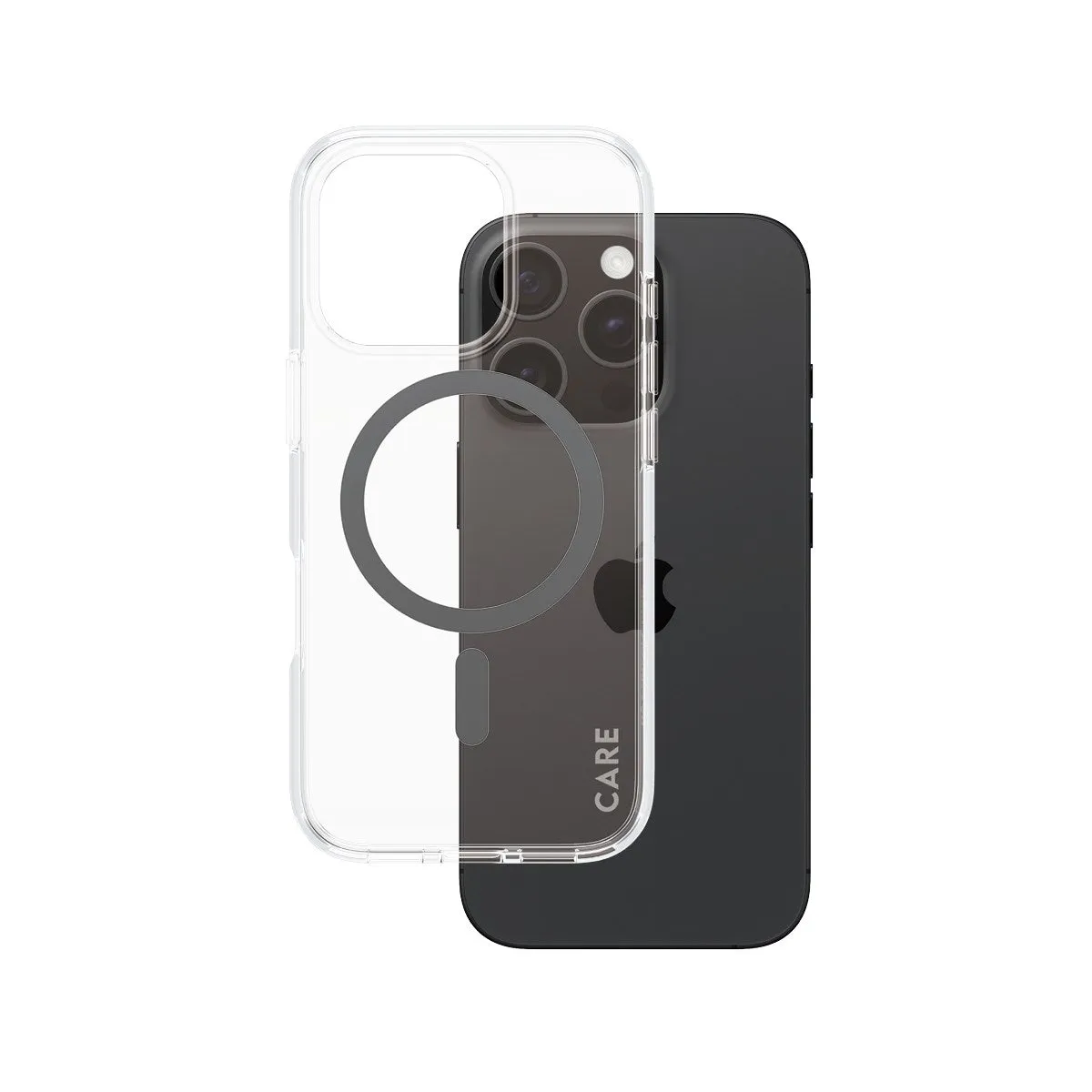 Vivid Pattern Light Finish CARE by PanzerGlass? Urban Combat Case Transparent w. Black MagSafe iPhone 16 Pro