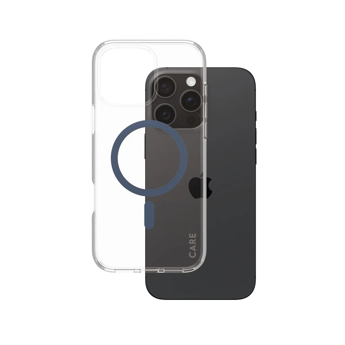 Practical Look CARE by PanzerGlass? Urban Combat Case Transparent w. Blue MagSafe iPhone 16 Pro Max