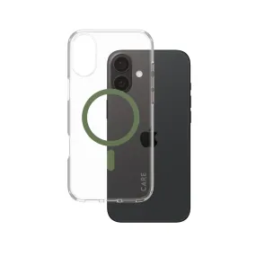 CARE by PanzerGlass? Urban Combat Case Transparent w. Green MagSafe iPhone 16 Plus Stylish Edge Everyday Fit