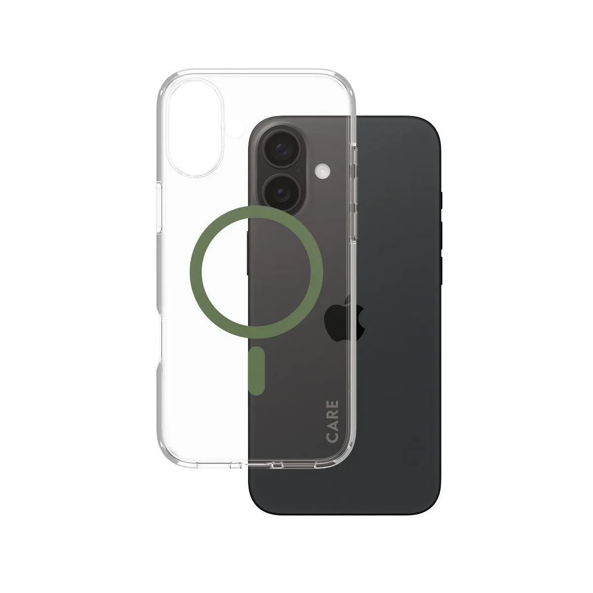 CARE by PanzerGlass? Urban Combat Case Transparent w. Green MagSafe iPhone 16 Plus Stylish Edge Everyday Fit