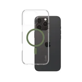 CARE by PanzerGlass? Urban Combat Case Transparent w. Green MagSafe iPhone 16 Pro Max Casual Wear