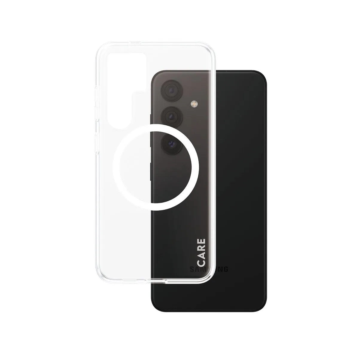 CARE by PanzerGlass? Urban Combat Case Transparent w. White Qi Compatible Samsung Galaxy S24 Protective Form Fit Wireless charging