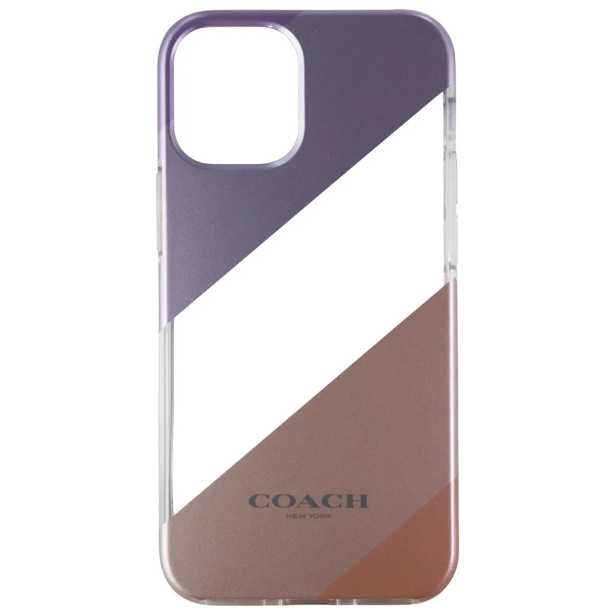 Modern Surface Design Clear Protection Coach Protective Case for iPhone 12 mini - Diagonal Stripe Metallic Pink/Purple