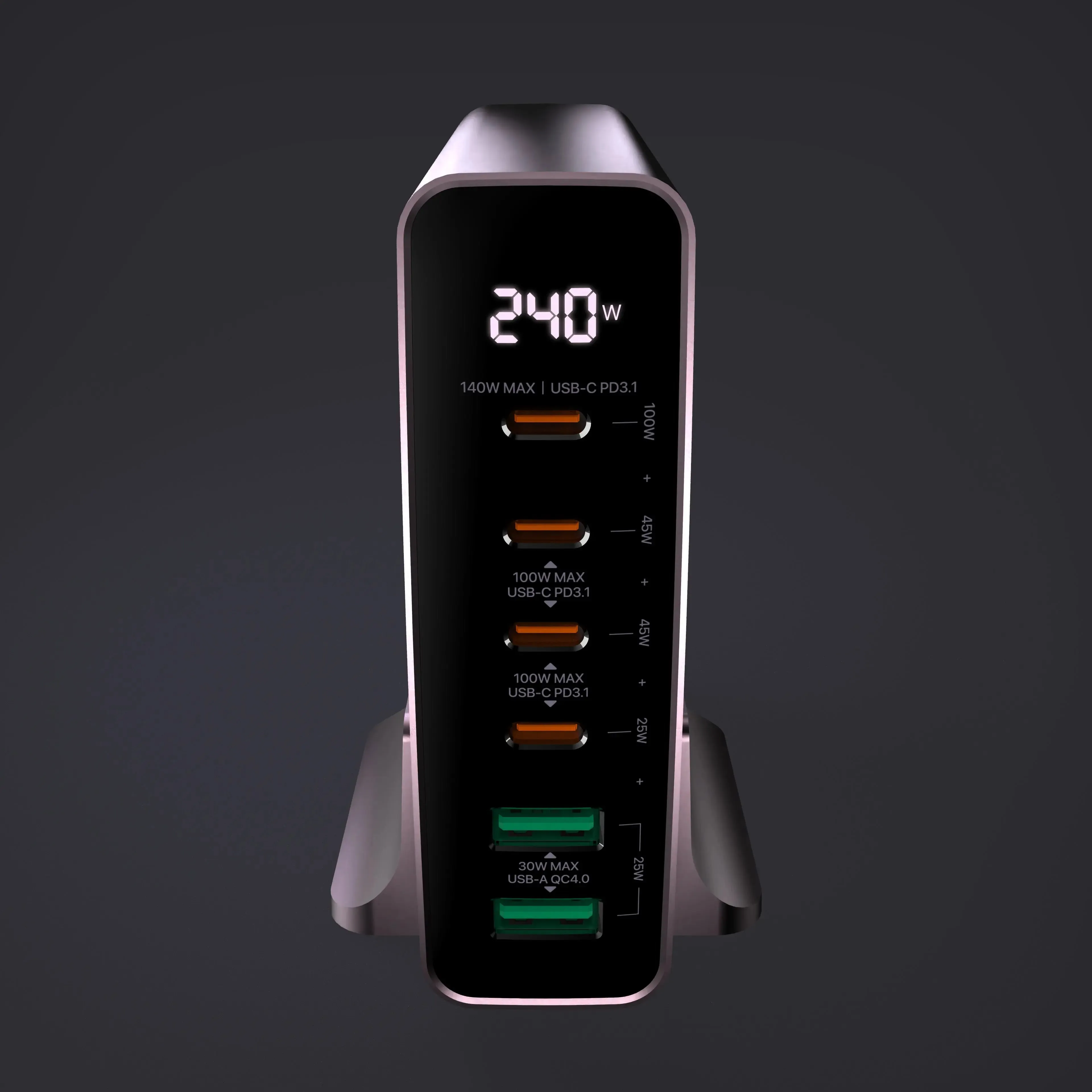 SMARTCube? Vision 240W GaN Pro Charger with Power Display 3 USB-C PD3.1   USB-A Daily Grip