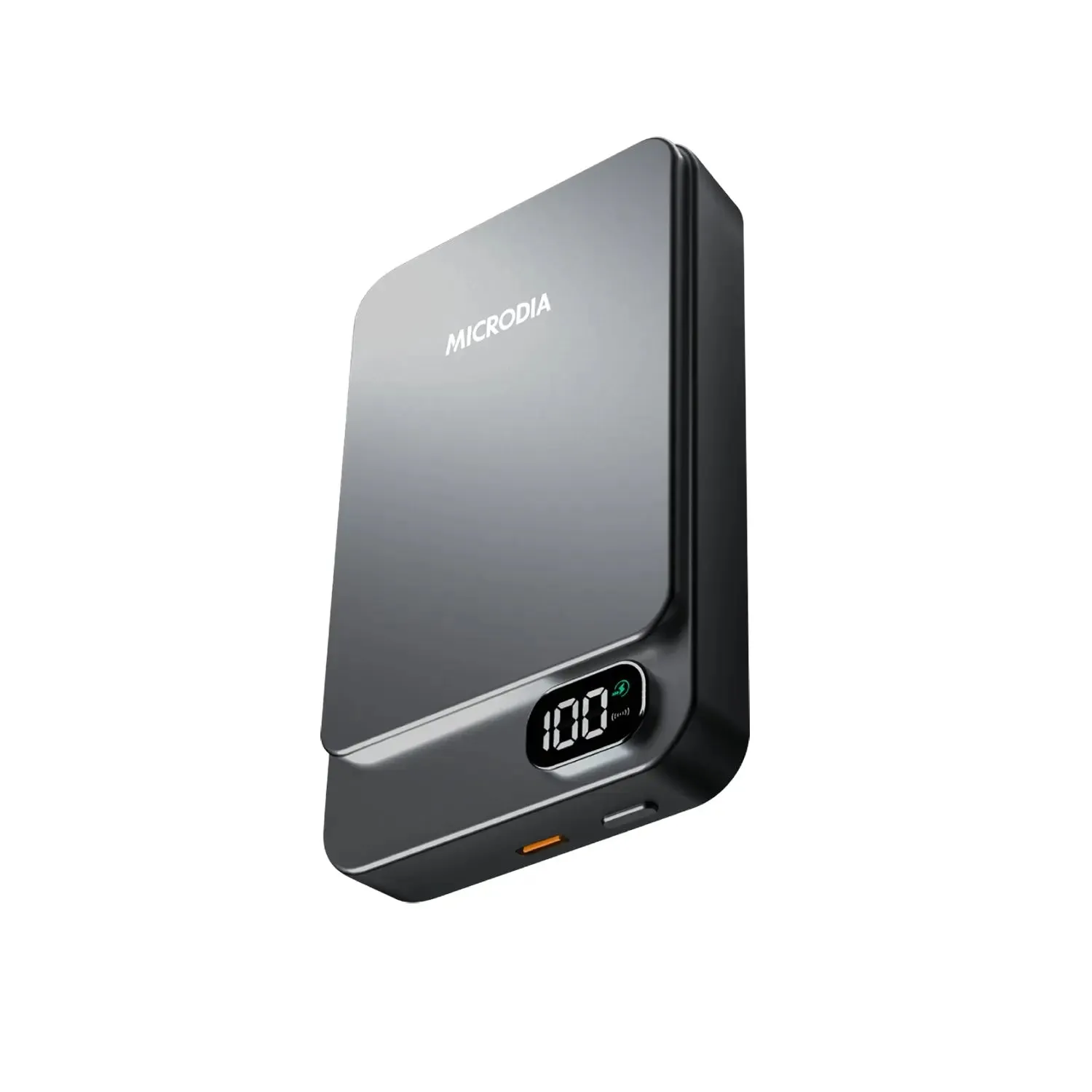 Durable Form MICRODIA SNAPPower? Aluminaire LCD, Magnetic Wireless Power Bank, 5000mAh / 10000mAh