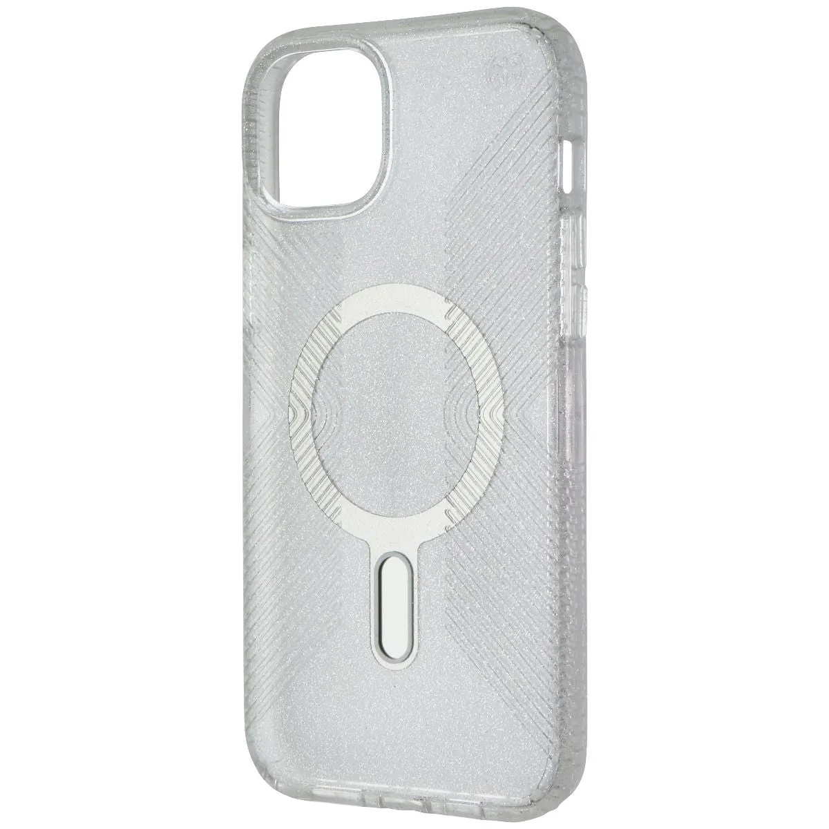 Hybrid Pattern Design Matte Look Design Speck Presidio w/ Click Lock for MagSafe iPhone 15 Plus/14 Plus - Clear/Glitter