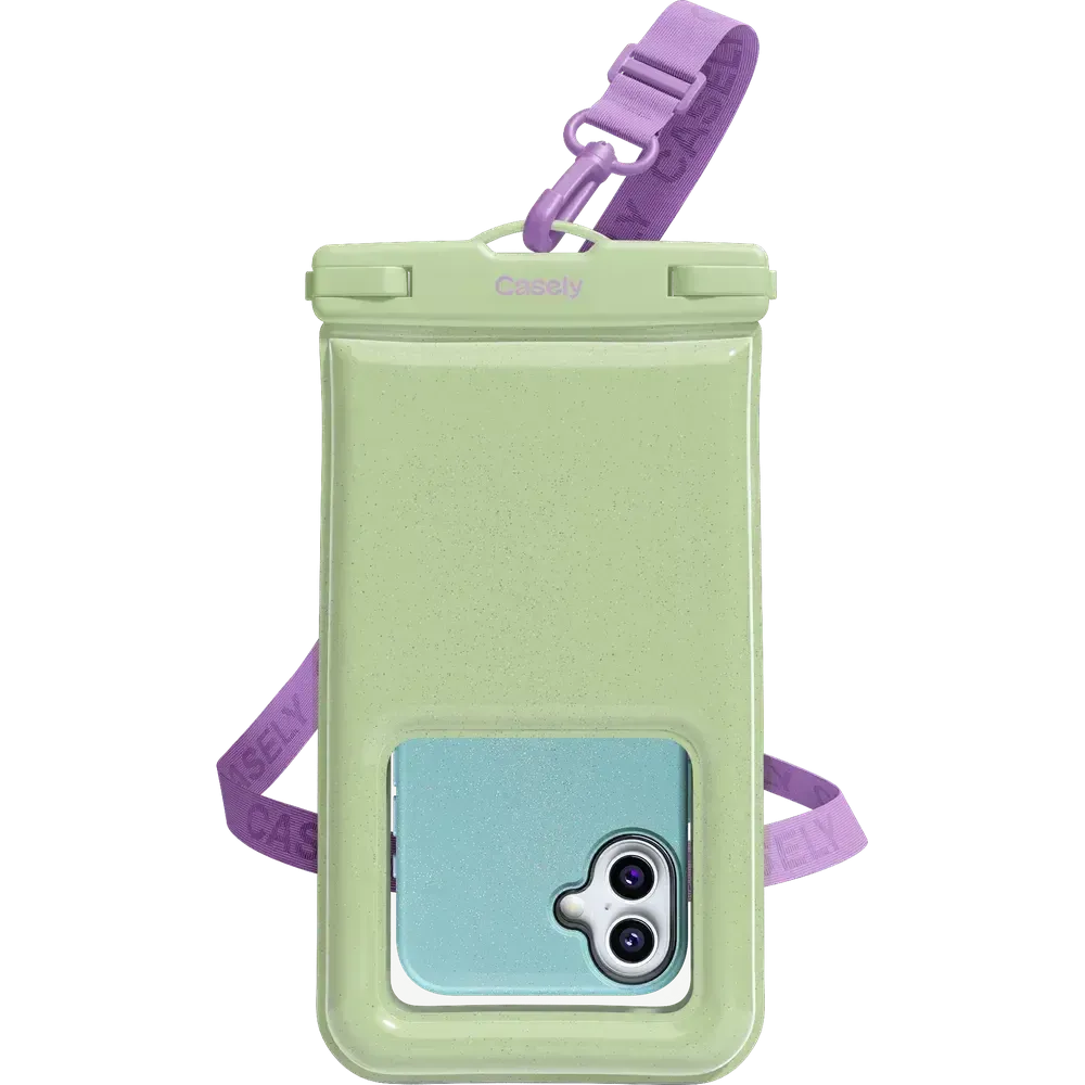 Tablet Armor Flex Max Work Companion Cushioned Companion Grip Layer AquaBuddy | Kiwi Kiss Matcha Green Shimmer Waterproof Phone Pouch