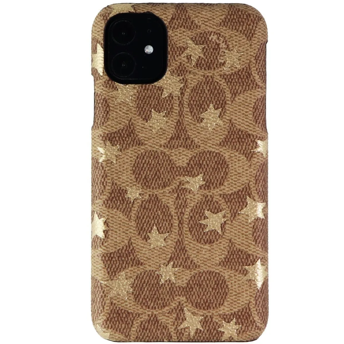 Coach Slim Wrap Case for Apple iPhone 11 Smartphones - Khaki / Gold Foil Stars Smooth Pattern Finish Minimal Cover