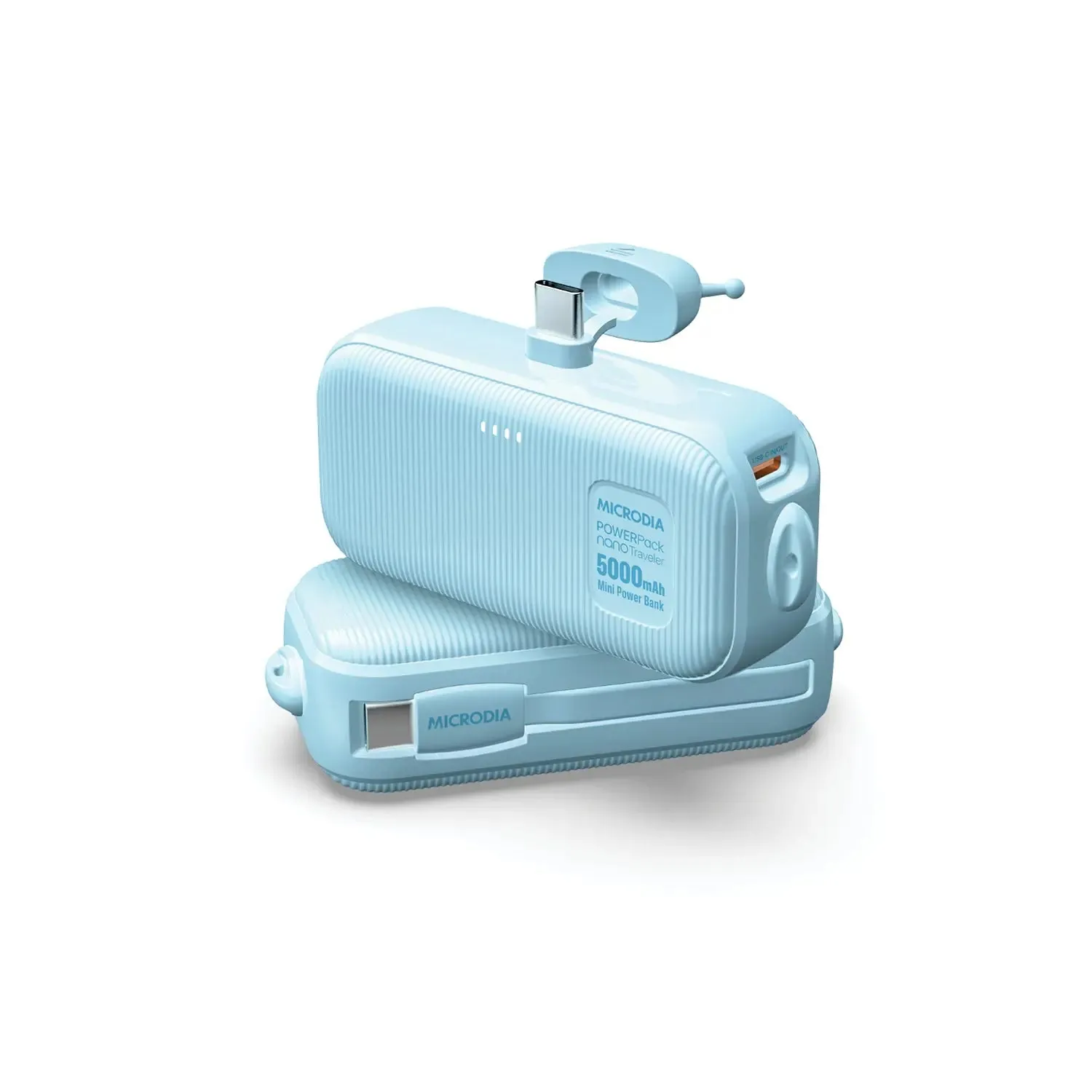 Soft Finish MICRODIA POWERPack? Nano Traveler 10W Mini Portable Power Bank, 5000mAh with Built-in USB-C Connector   USB-C Cable