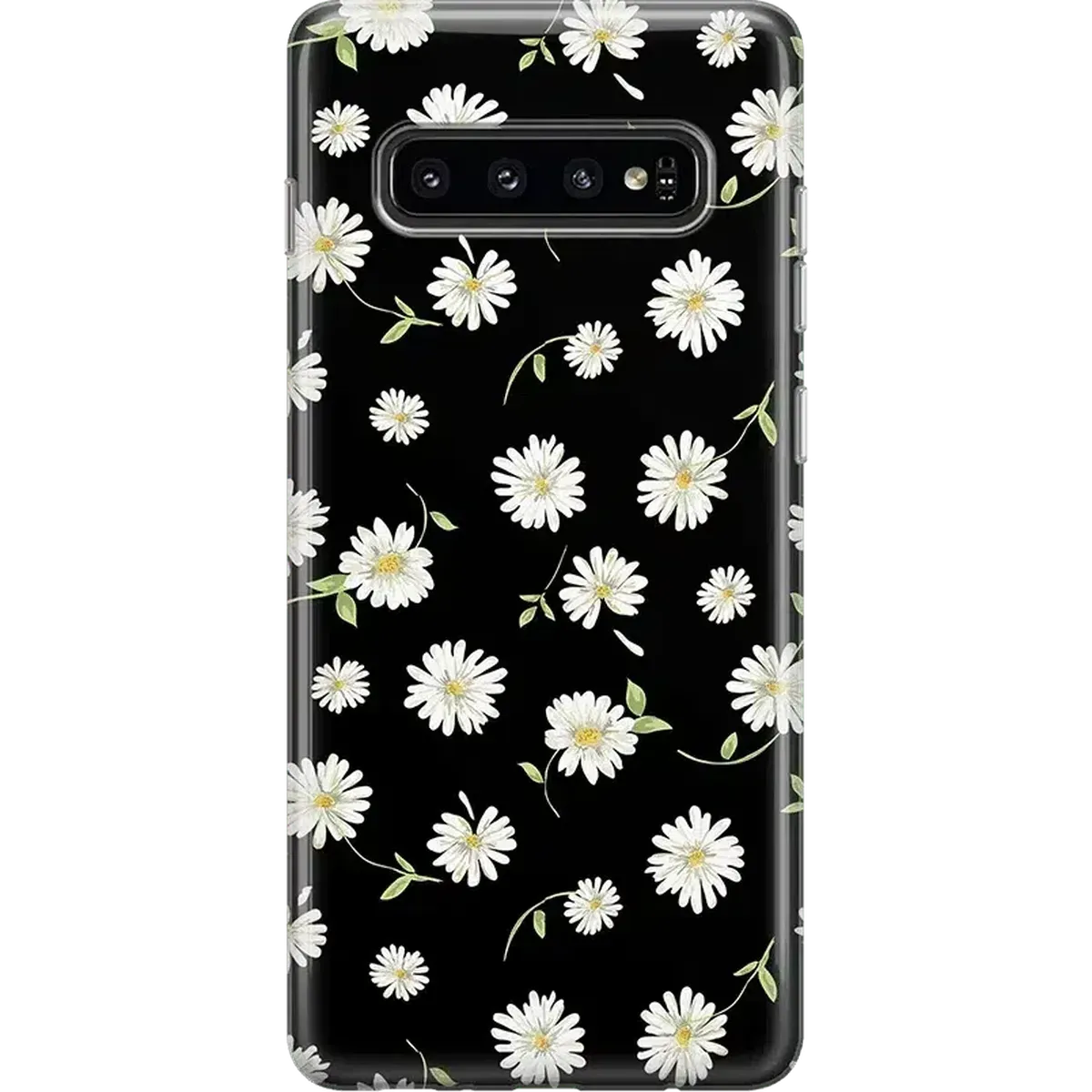Elegant Accent Protective Frame Daisy Daydream | Black Floral Samsung Case