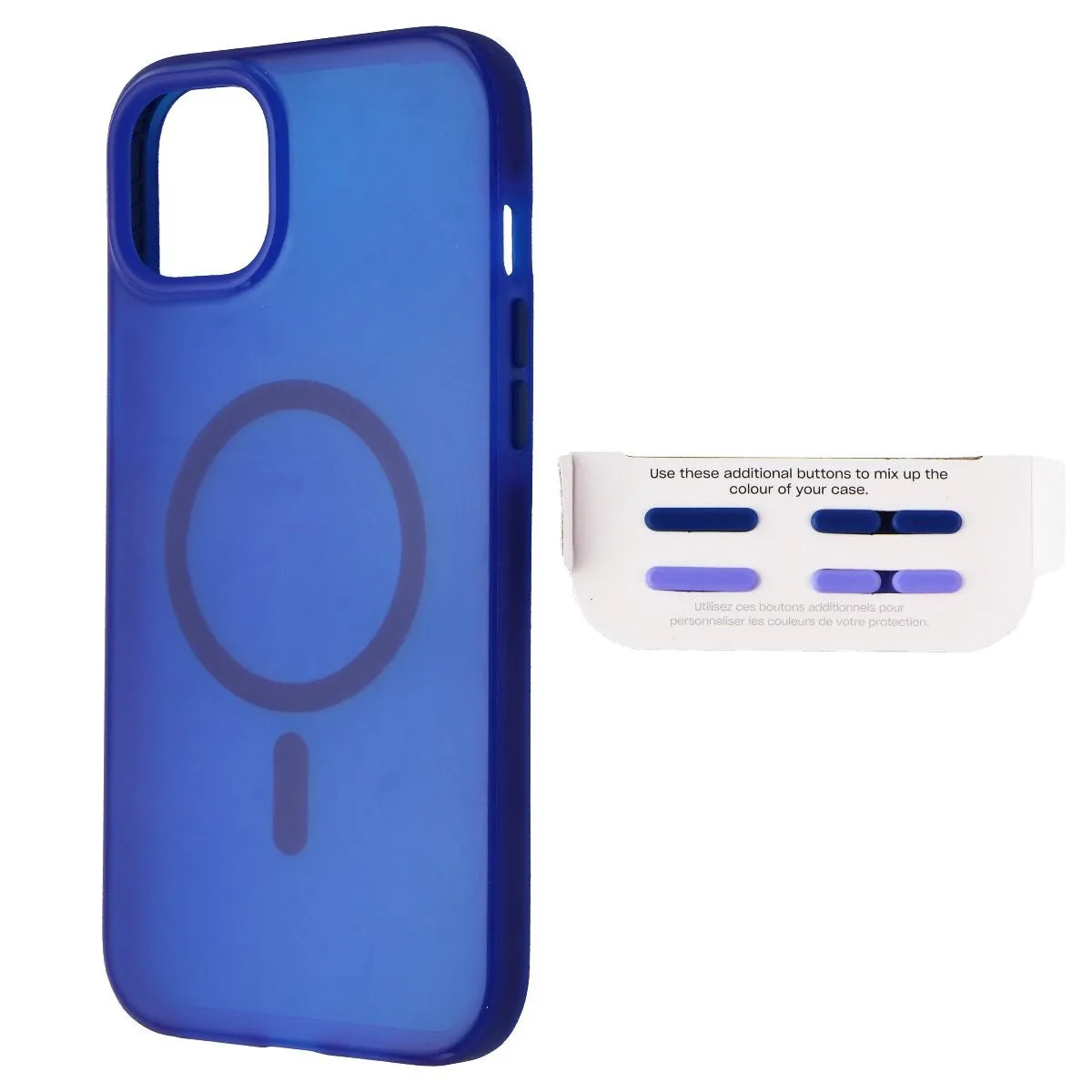 Tech21 Evo Check Flexible Gel Case for MagSafe for iPhone 14 Plus - Classic Blue Rugged Texture