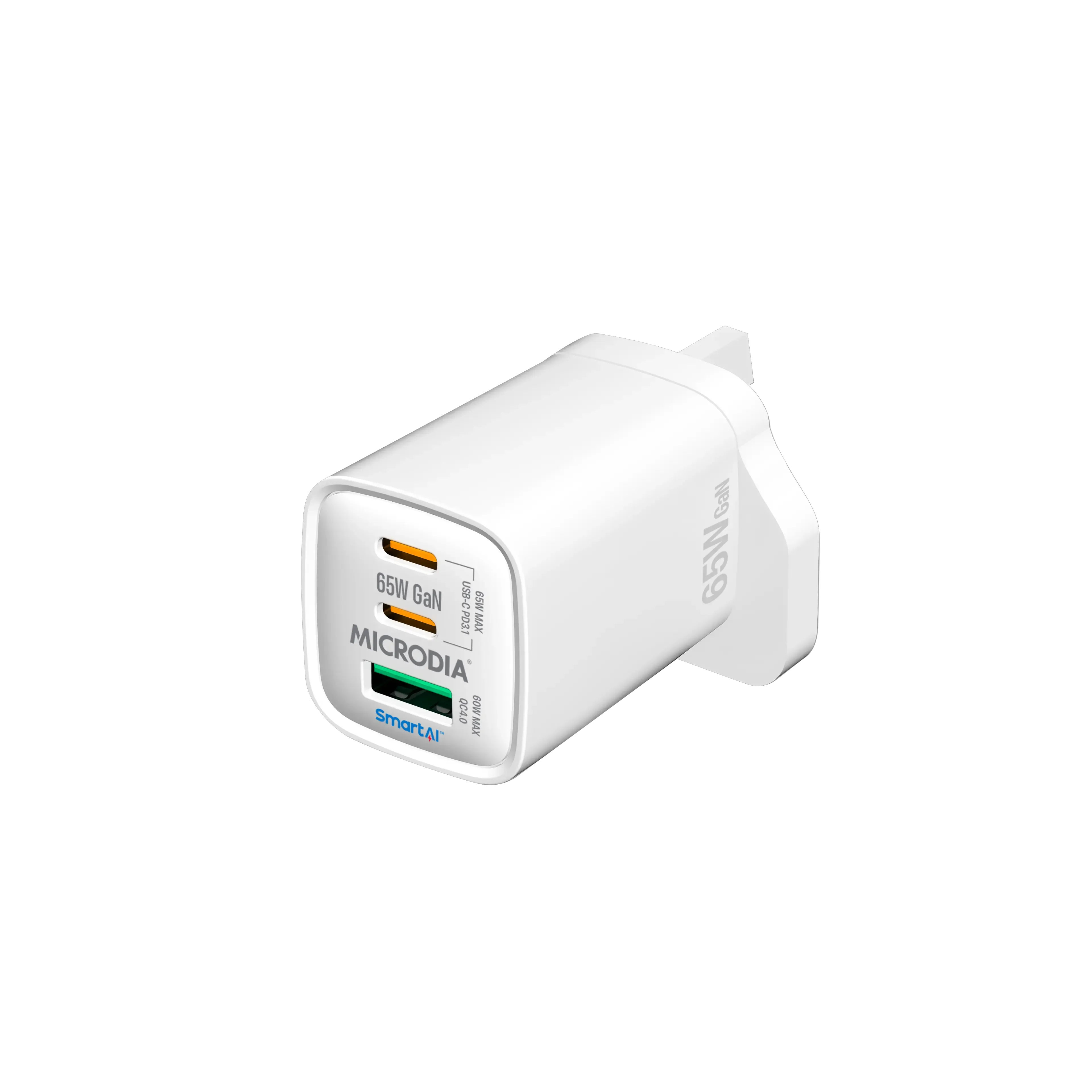 MICRODIA SMARTCube? Nano 65W, GaN Wall Charger, Dual USB-C PD3.1 Refined Protection