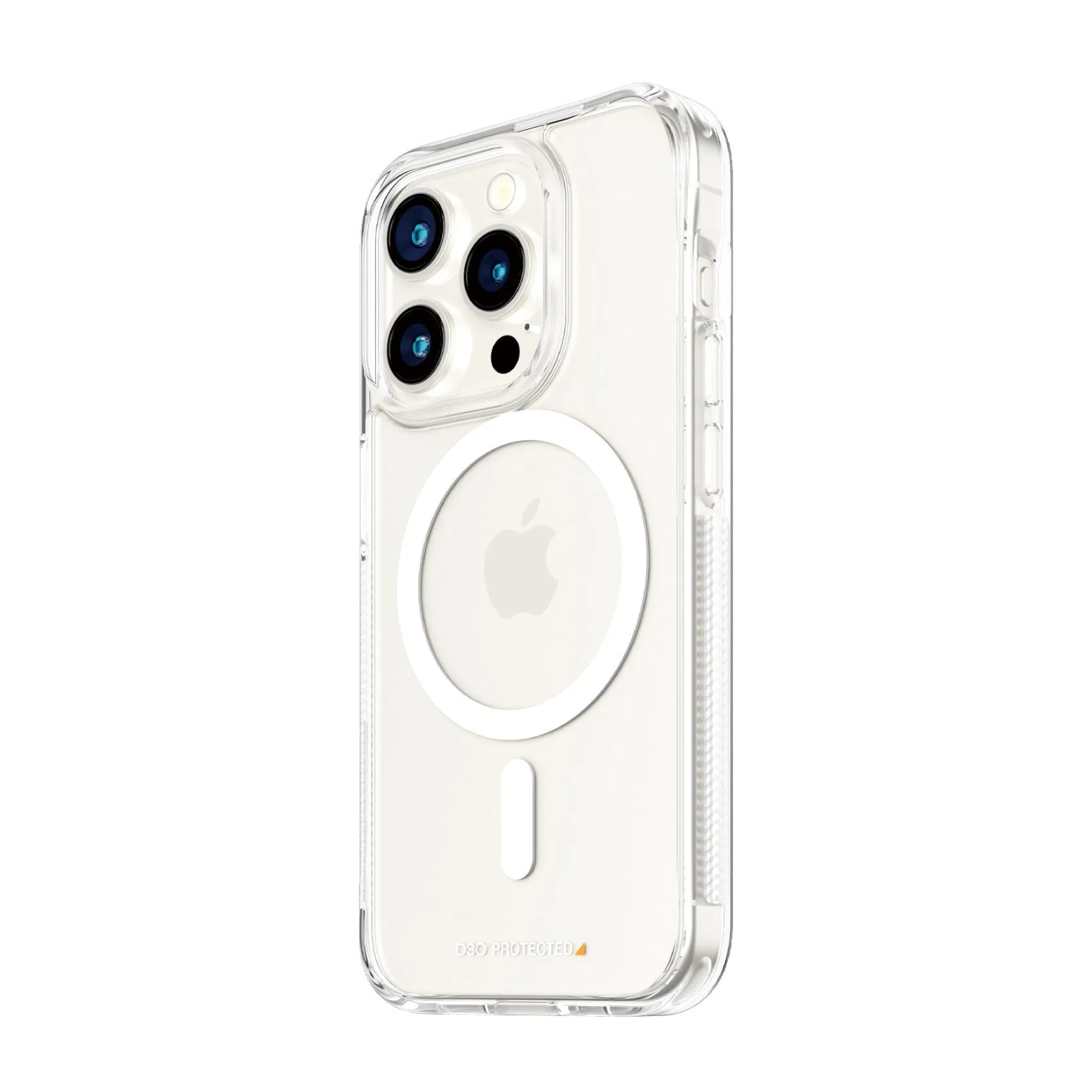 Reusable Material PanzerGlass? HardCase Transparent w. White MagSafe & D3O? iPhone 15 Pro