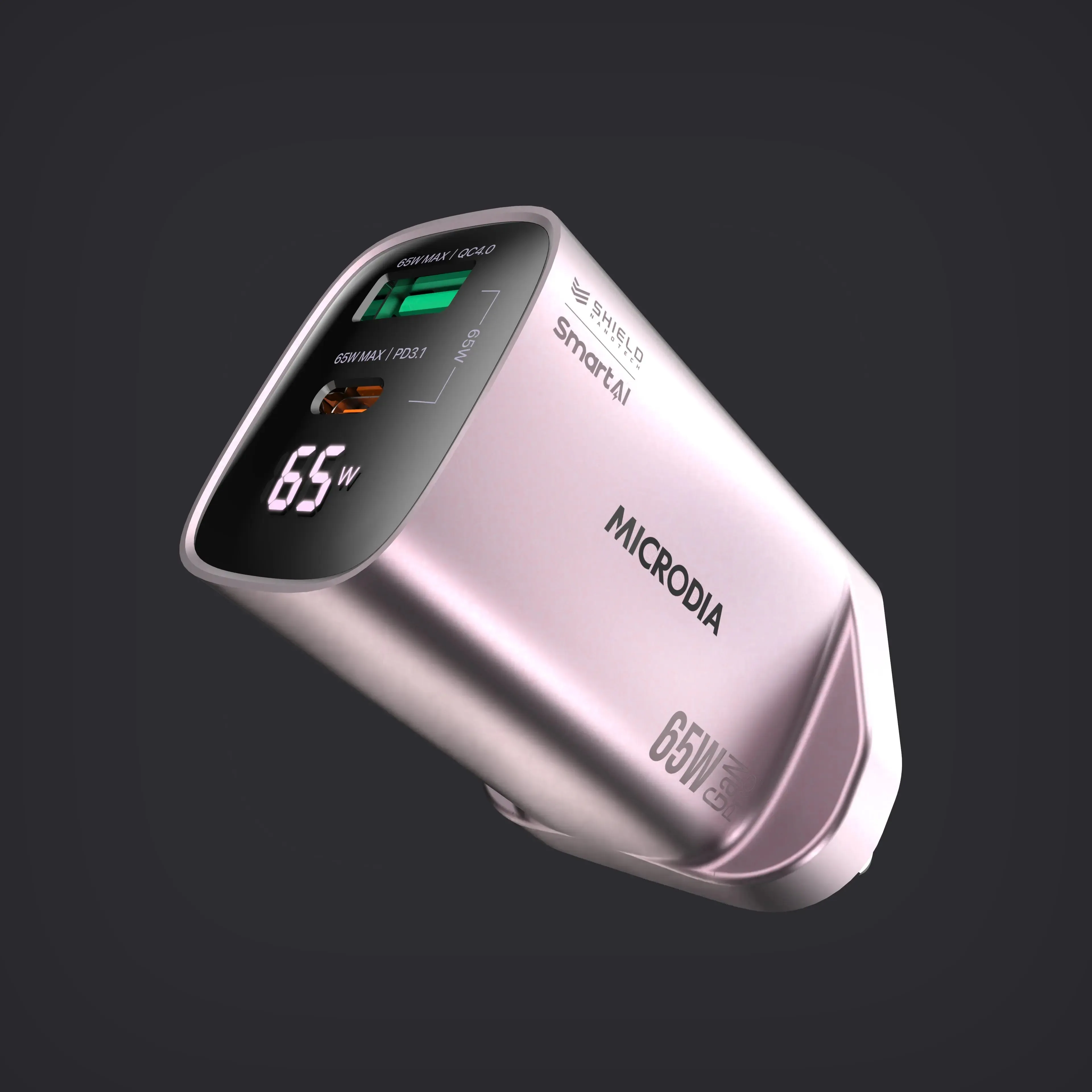 SMARTCube? Vision 65W with Power Display USB-C PD3.1   USB-A Portable Shield