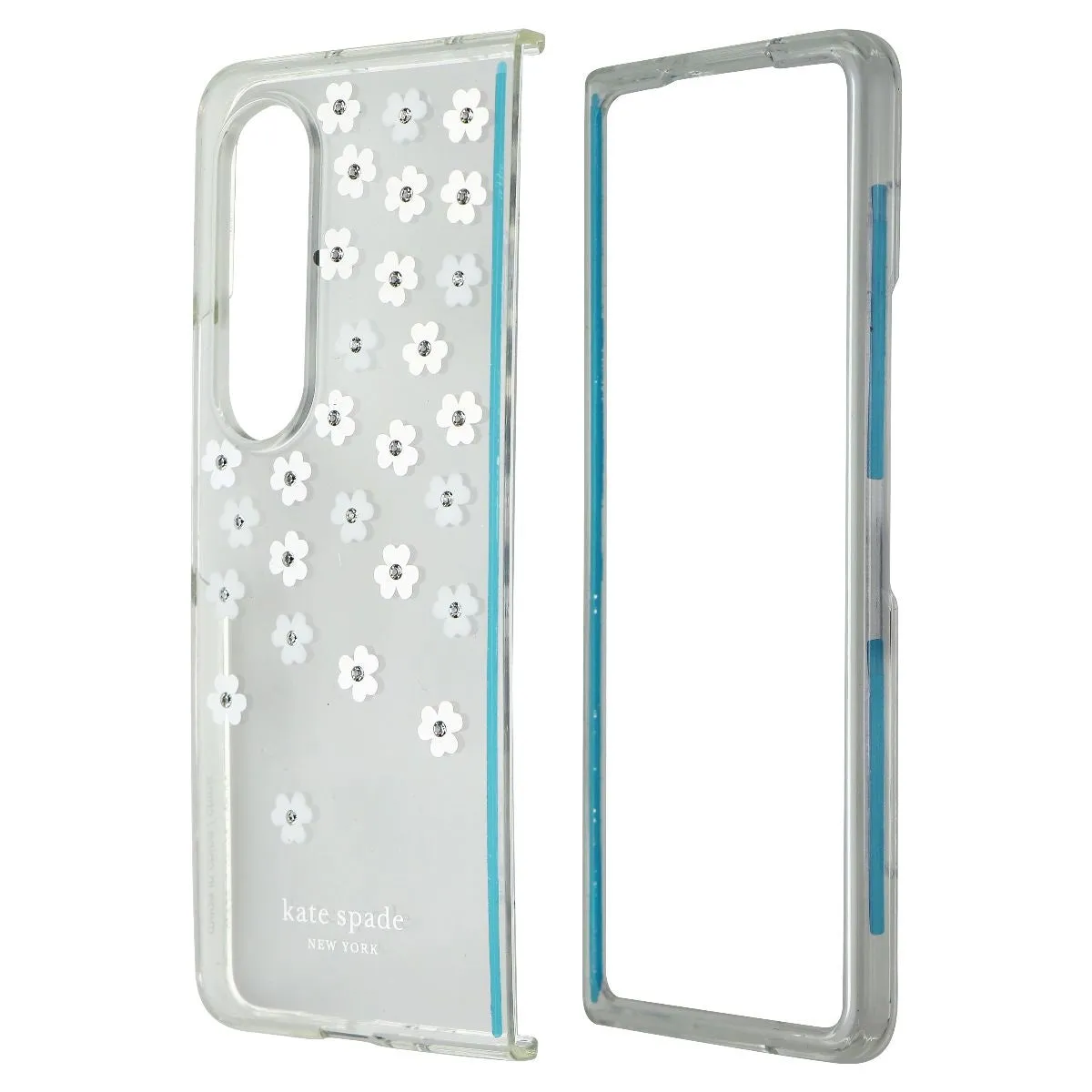 Kate Spade Protective Hardshell Case for Galaxy Z Fold4 - Scattered Flowers Gloss Finish Texture Soft Finish Layer