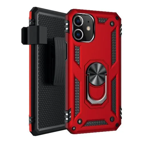 Military Series Red Kickstand Case - iPhone 12 mini Durable Frame