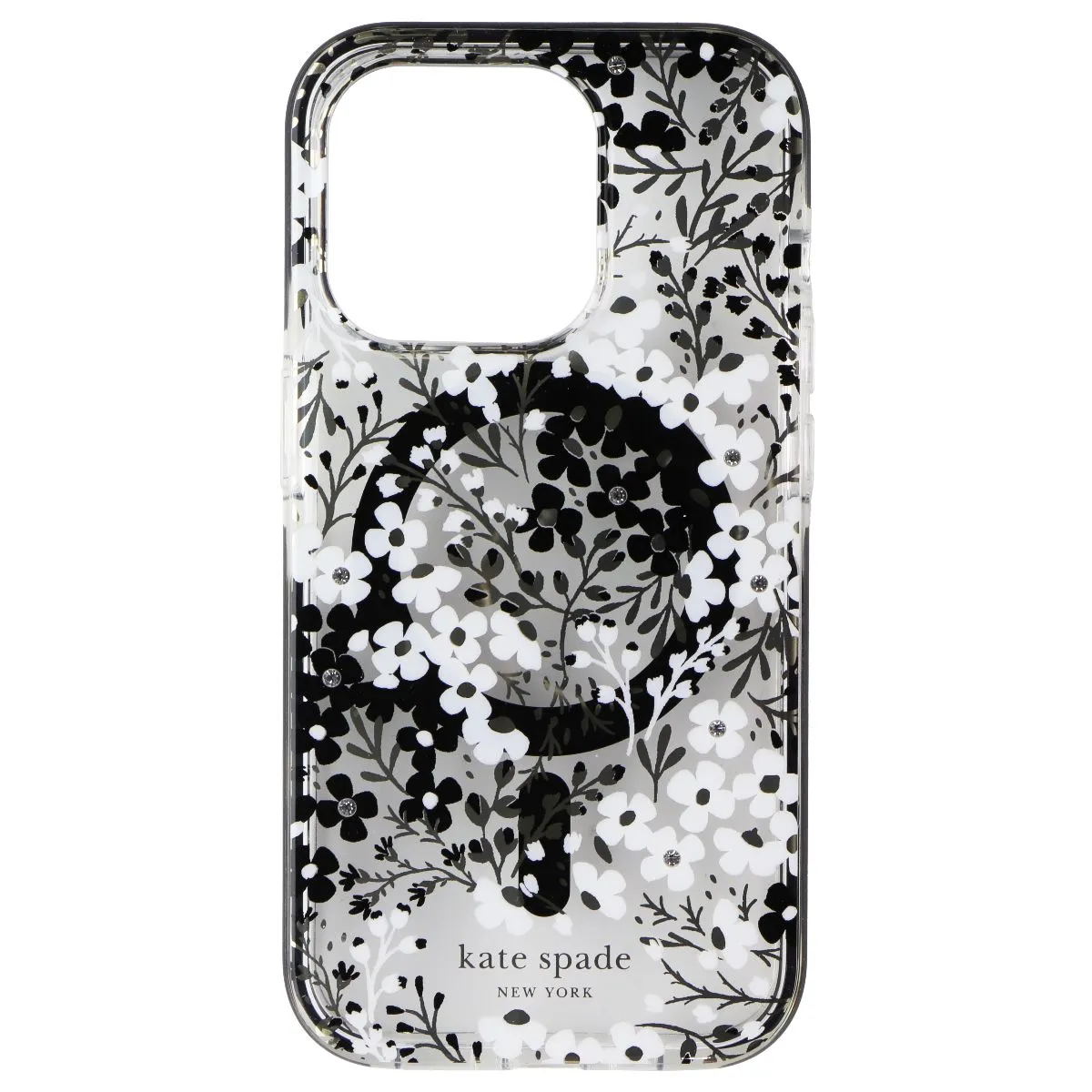 Kate Spade Case for MagSafe for iPhone 15 Pro - Multi Floral Black and White Urban Texture