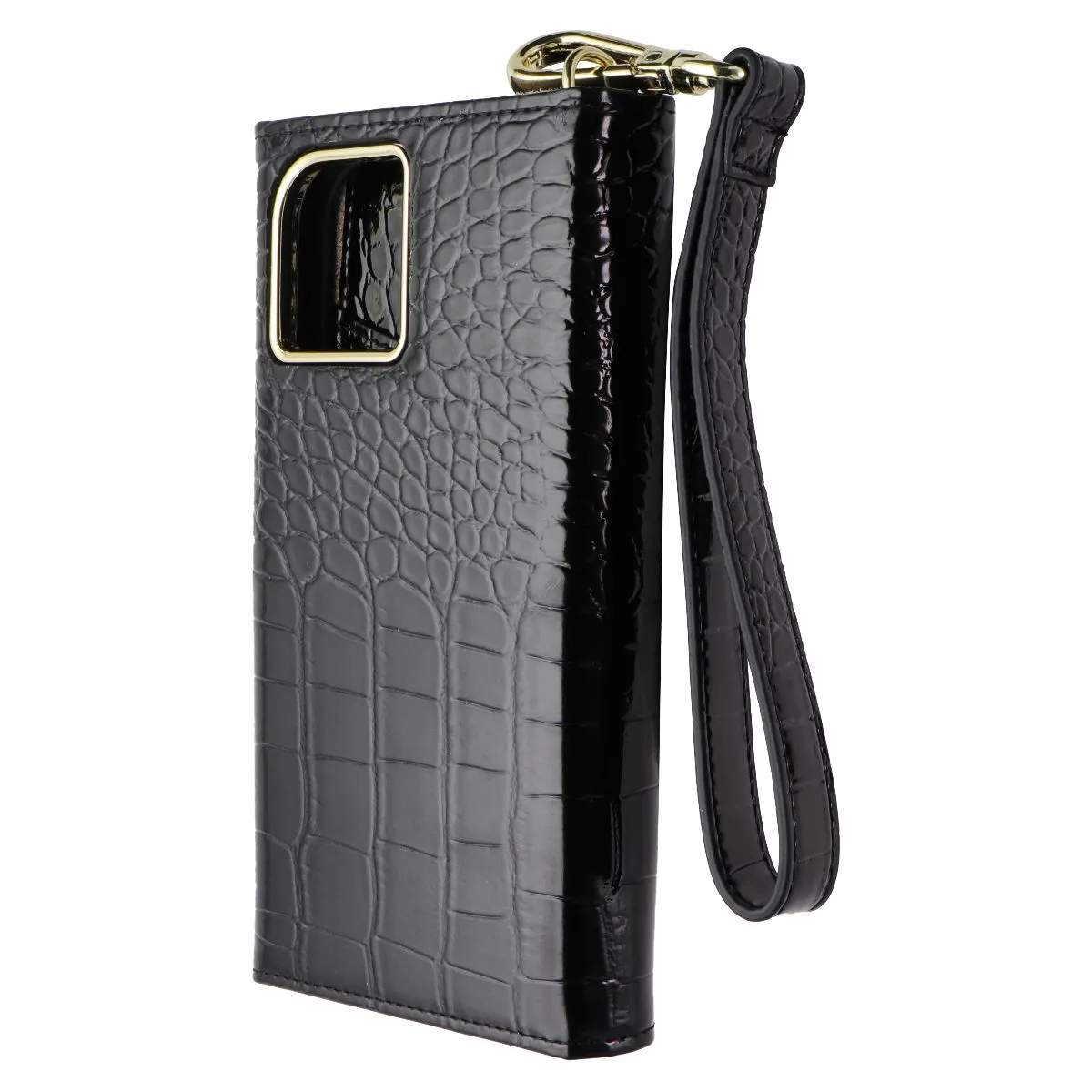 Elizabeth James Wristlet Folio for MagSafe for iPhone 15/14/13 - Black Croc Unique Pattern