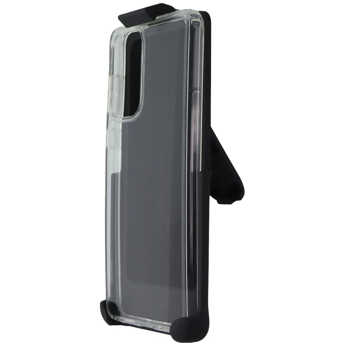 Strong Grip Matte Texture Finish Encased Clear Case with Holster for Samsung Galaxy A73 5G - Clear