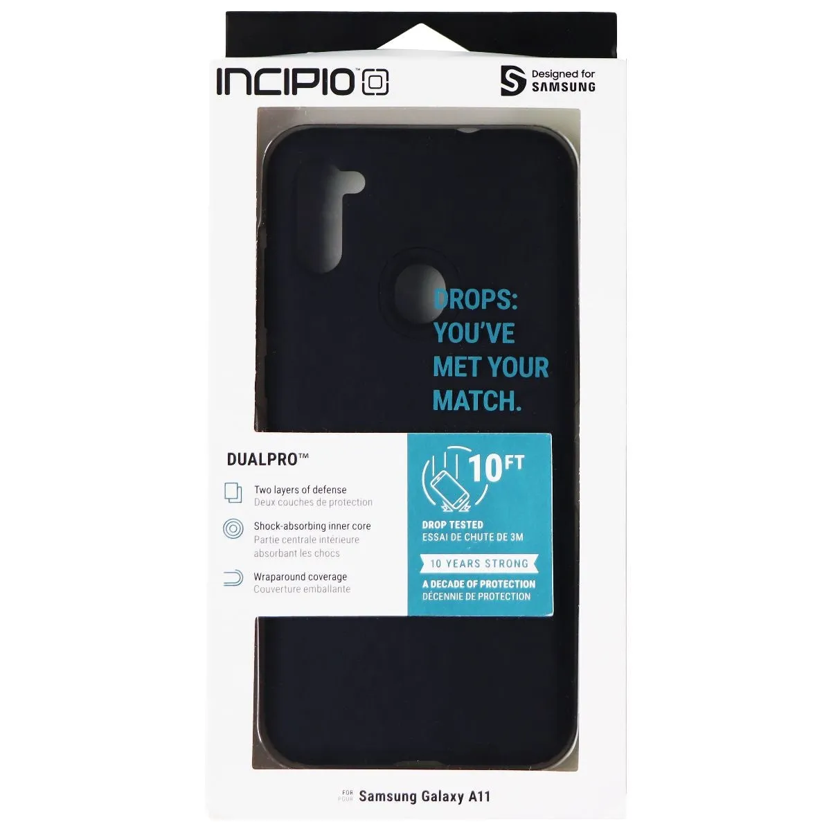 Incipio DualPro Series Dual Layer Case for Samsung Galaxy A11 - Matte Black Matte Texture Surface