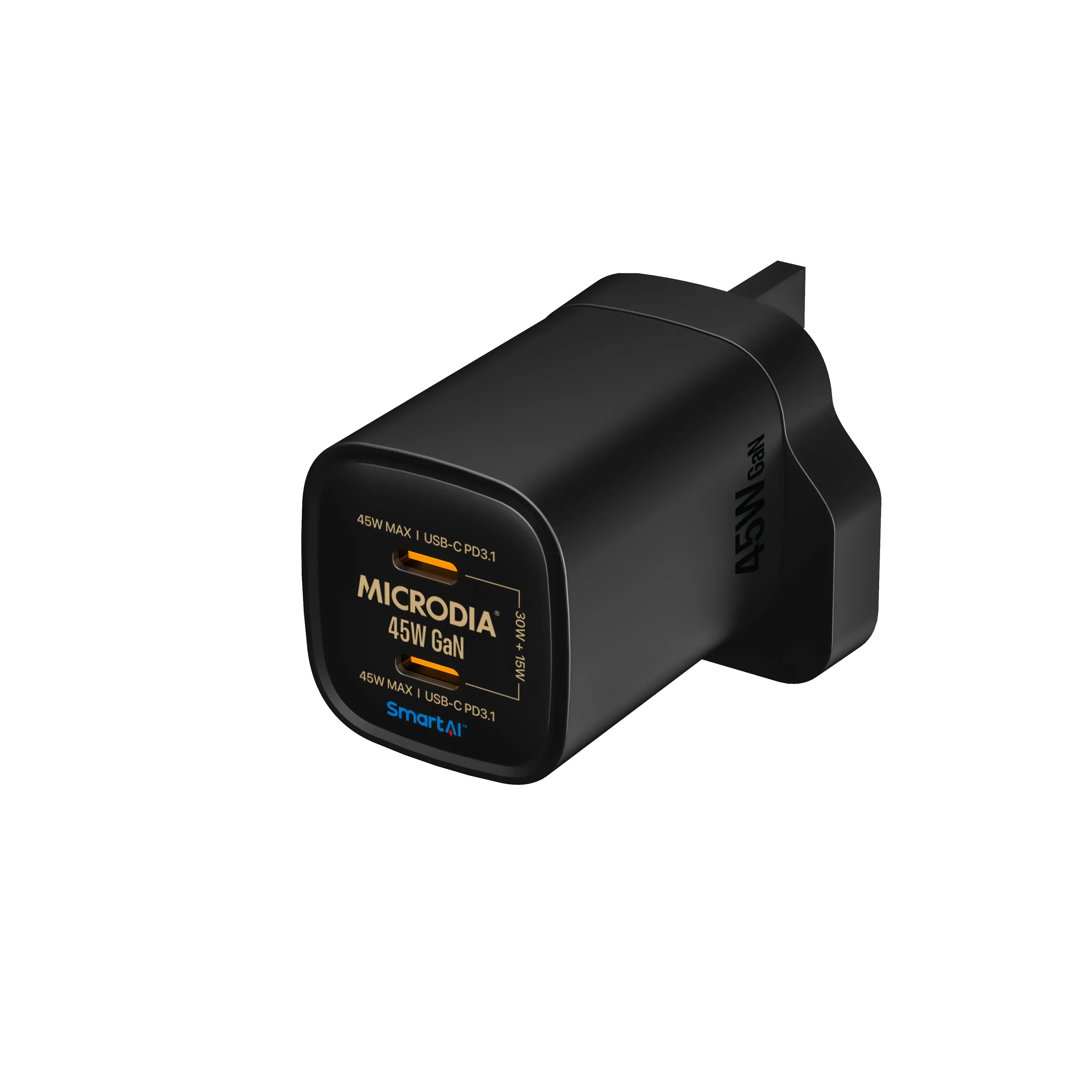 MICRODIA SMARTCube? Nano 45W GaN Pro Wall Charger, Dual USB-C PD3.0 Lightweight texture